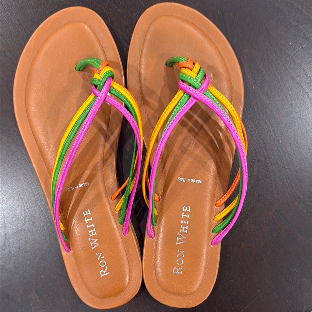 Pink and Brown Sandals with Crisscross Straps